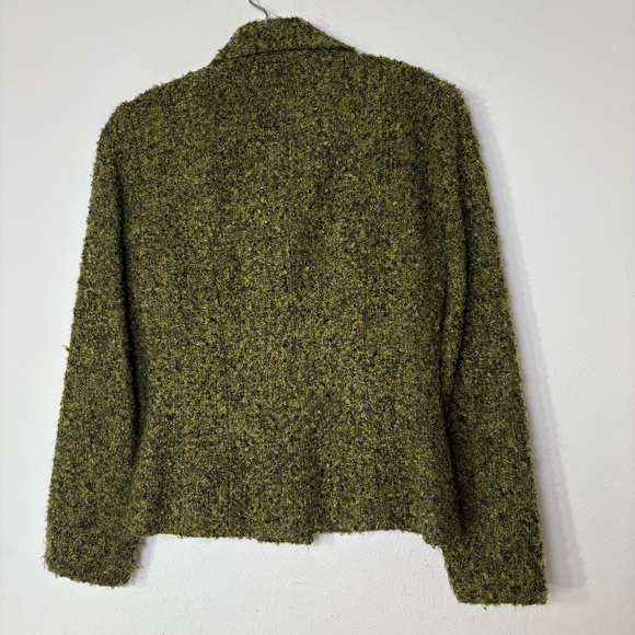 LOUBEN Canada Moss Green Wool Blend Tweed Suit Blazer Jacket 4 Academia Classic - Picture 2 of 16